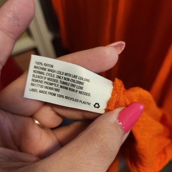 Ava & Viv Bright Orange Lightweight Flowy Dolman Peplum Top Blouse - Picture 6 of 6